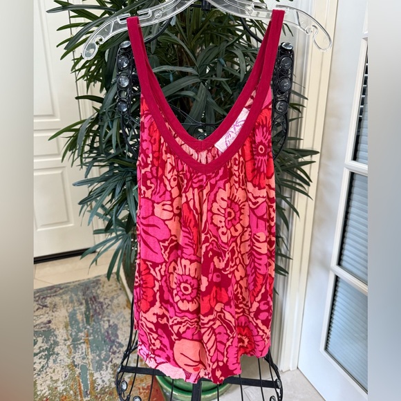 Free People Pink Floral Tank Top. - Picture 2 of 6